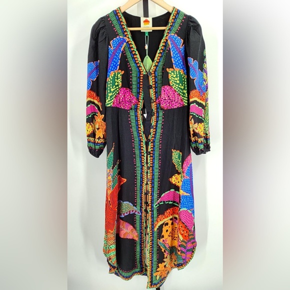 Farm Rio Black Cool Leopards Maxi Dress - Picture 4 of 6